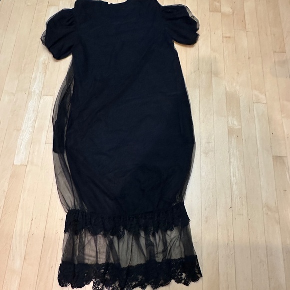 Simone Rocha Black tulle T- shirt maxi dress with pearl neck, L  PG1485 - Picture 6 of 6
